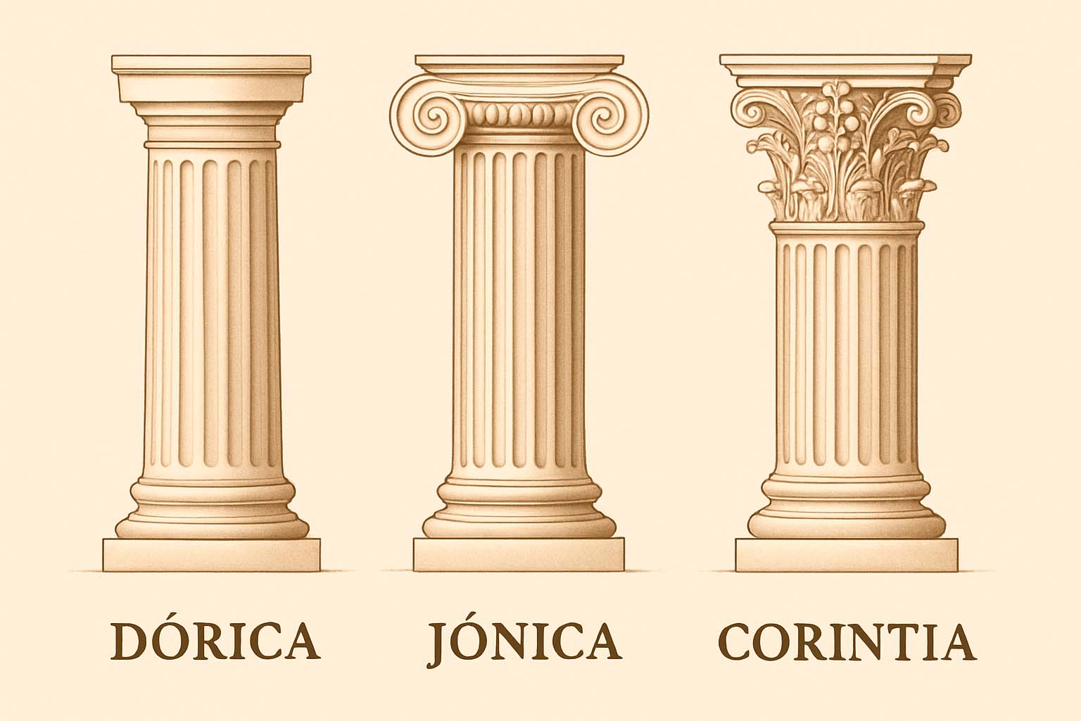 Columnas dóricas, jónicas y corintias